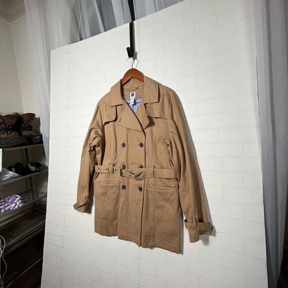 Gap Womens Trench Coat Size XL Tan belt - Picture 13 of 16